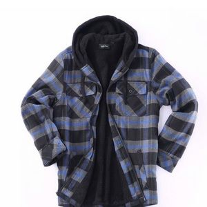 COPY - Flannel fleece lined hoodie flannel size XL  brand new with side pockets